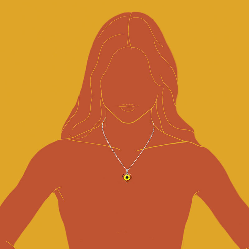 DIJE DE GIRASOL CORAZON PLATA LEY 925 TAMI JOYERIA