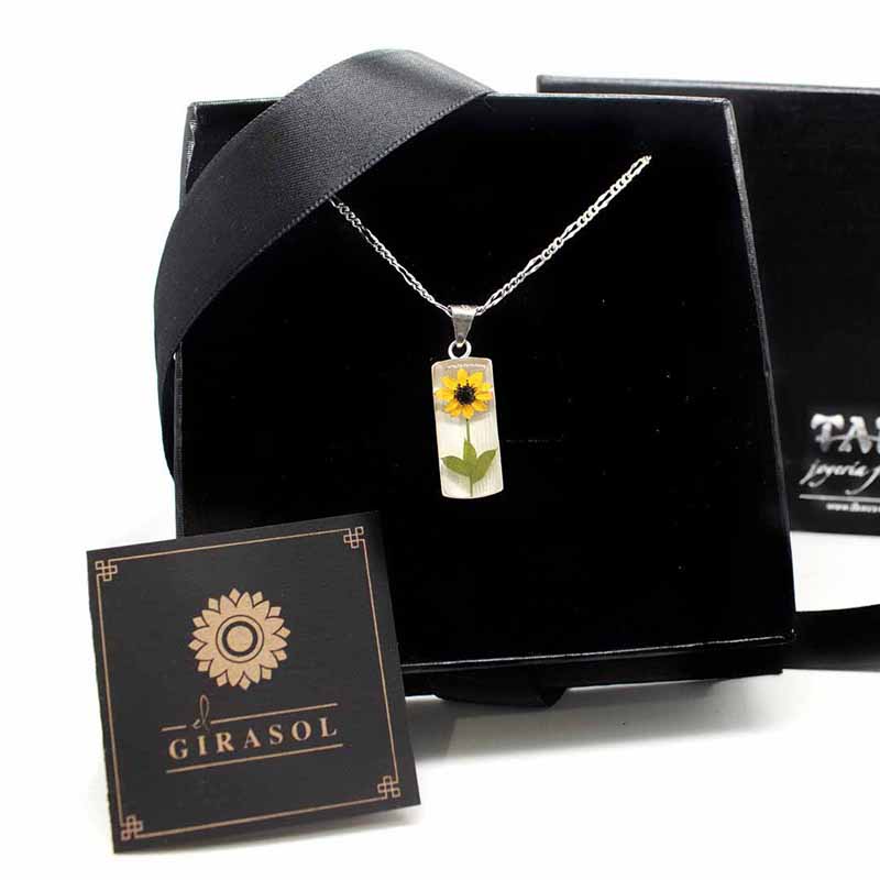 DIJE DE GIRASOL CILINDRO PLATA LEY 925 TAMI JOYERIA
