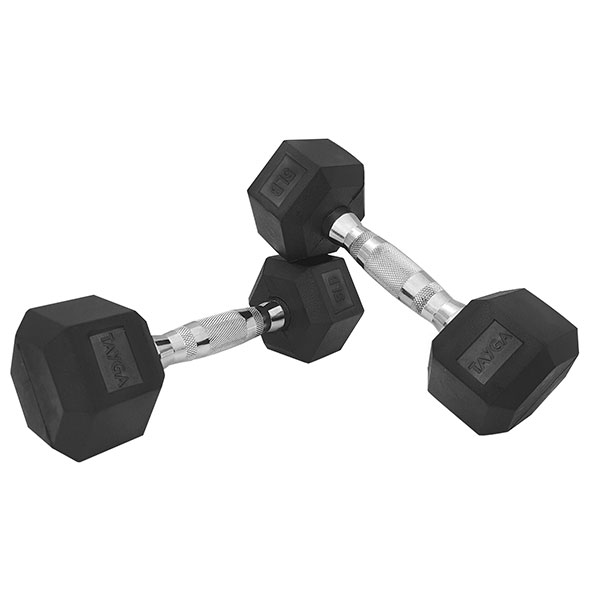 Tayga par de mancuernas hexagonales con caucho rubber 5 lb