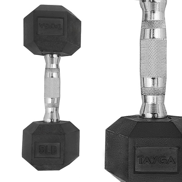 Tayga par de mancuernas hexagonales con caucho rubber 5 lb