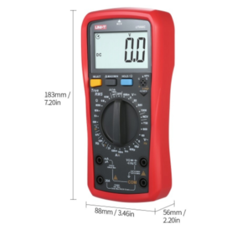 MULTIMETRO DIGITAL NCV/TEMP 1000V 20A 60M 100mF