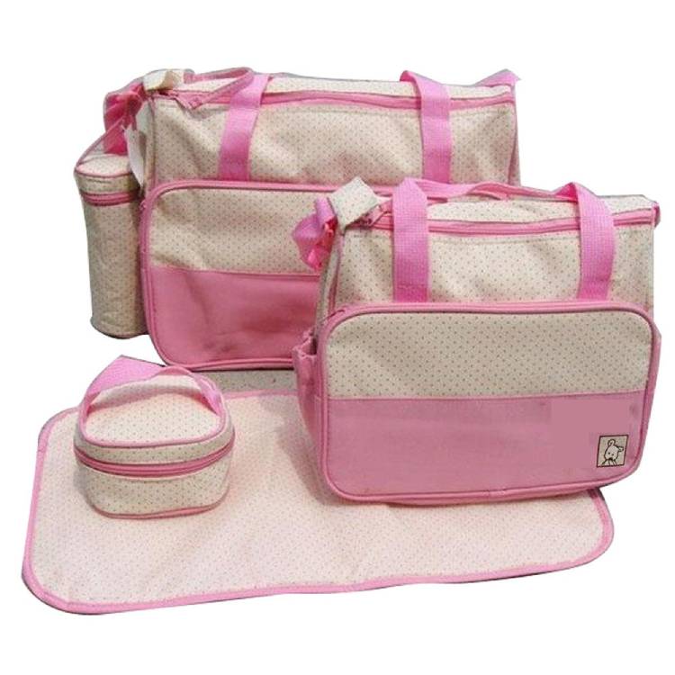 Mochila Bolsa Panalera Moderna Para Bebe Set 5 Piezas Color Rosa