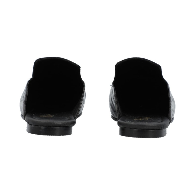Flat Mule Tipo MocasÃn Puntal Para Mujer Color Drillo Negro