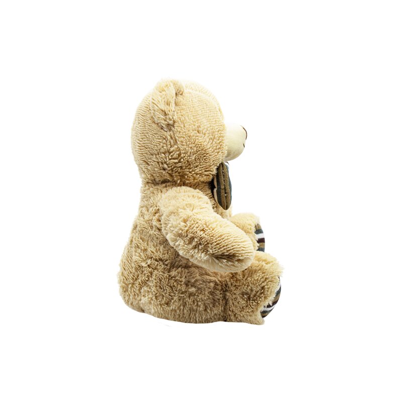 Oso de Peluche Tierno Suave Beige Grande con Moño de Rayas Café