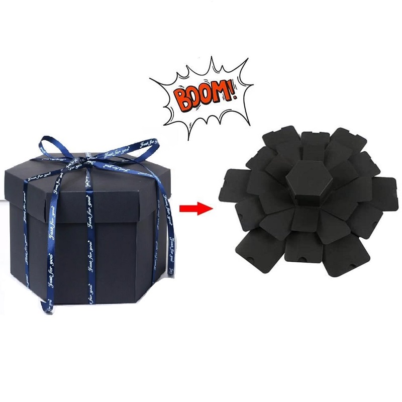 Caja Explosion Para Regalo Sorpresa Con Forma Hexagonal