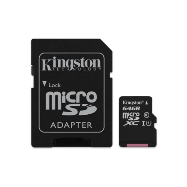Memoria Micro SD 64GB Plus Clase 10 con Adaptador Kingston Original