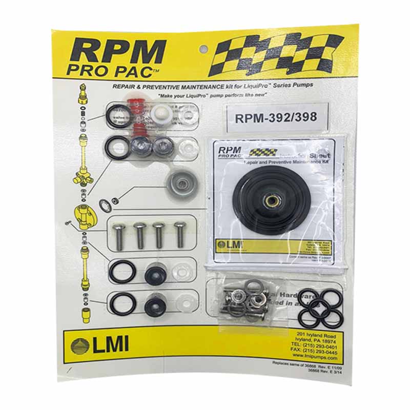 Kit de mantenimiento RPM 392/398 Bombas 398 Marca LMI Milton Roy.