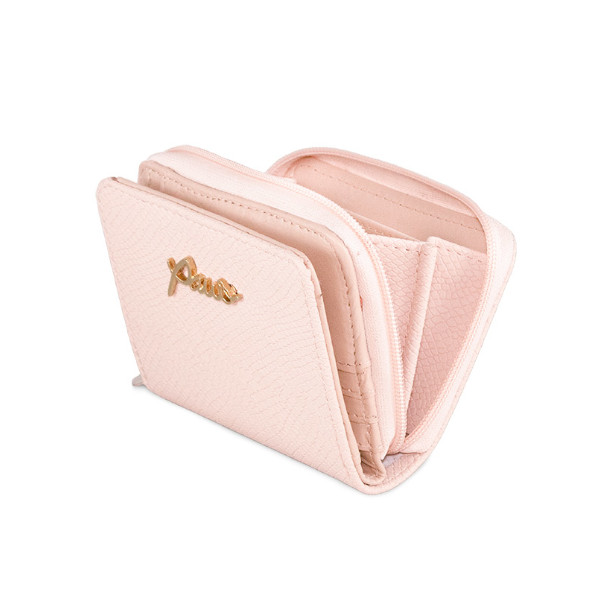 CARTERA KALI COLOR ROSA TEXTURA REPTIL 