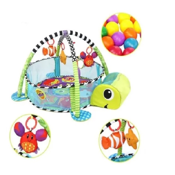 Gimnasio Tortuga 3 En 1 Bebe Gym Tapete Didactico 30 Pelotas