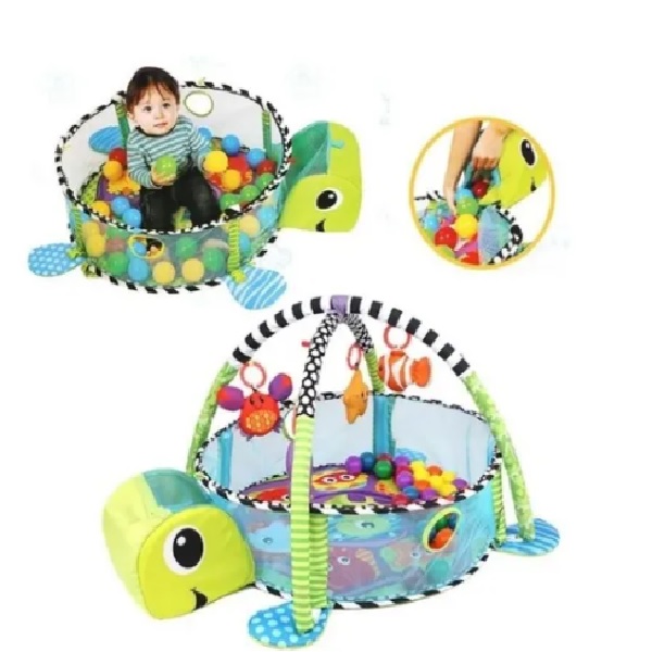 Gimnasio Tortuga 3 En 1 Bebe Gym Tapete Didactico 30 Pelotas