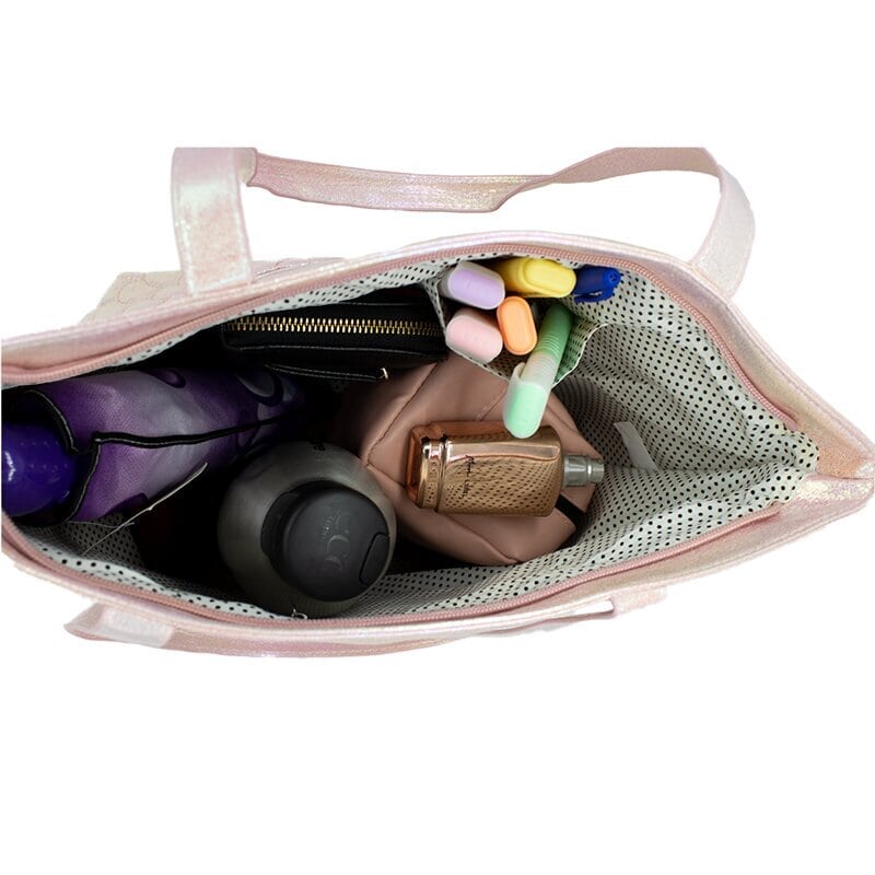 Bolsa para Dama Casual Tornasol Rosa Diseño de Sirena Con Llavero De Pompon