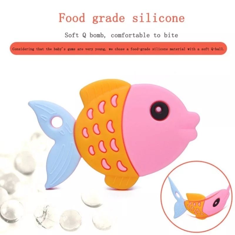 Mordedera para Bebé, LBP, Diseño Animalitos, Silicona Suave, 9cm (3.5in) -Pez Naranja