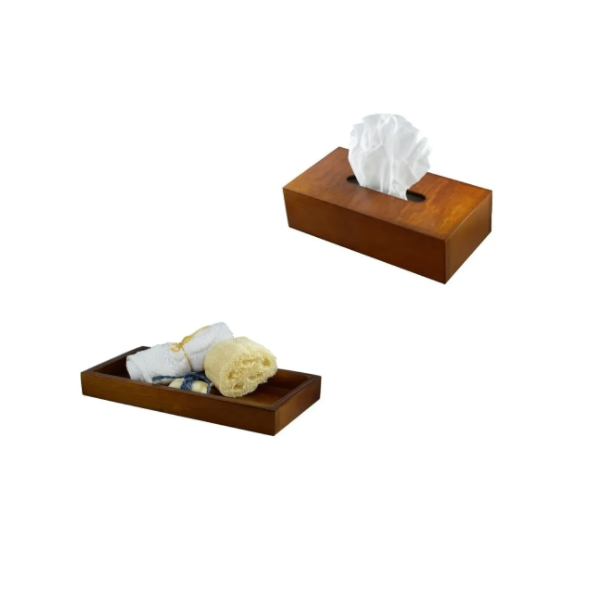 Juego Kleenera Y Charola Bandeja Madera Brant Amenidades