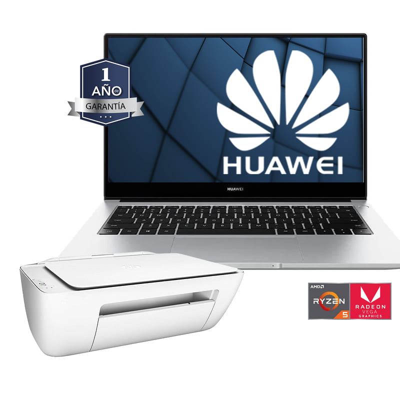 LAPTOP HUAWEI MATEBOOK D14 RYZEN 5 3500U 8GB SSD 512GB VEGA 8 / 1 AÑO DE GARANTIA + Impresora