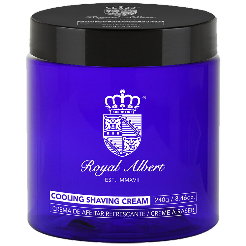 Royal Albert - Crema De Rasurar Refrescante - Crema De Afeitado Con Mentol - Cooling Shave Cream - Libre De Crueldad Animal - Libre De Sulfatos Y Parabenos - Para Hombres - Crema De Afeitar - Navaja O Rastrillo - Alta Calidad - Barbero (240 Gr)