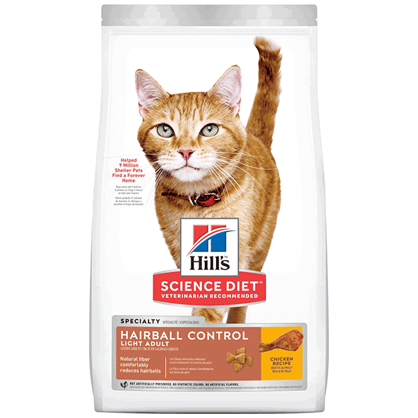 Hills Science diet Alimento para Gato Adulto Control de Bolas de Pelo Light 3.2 Kg