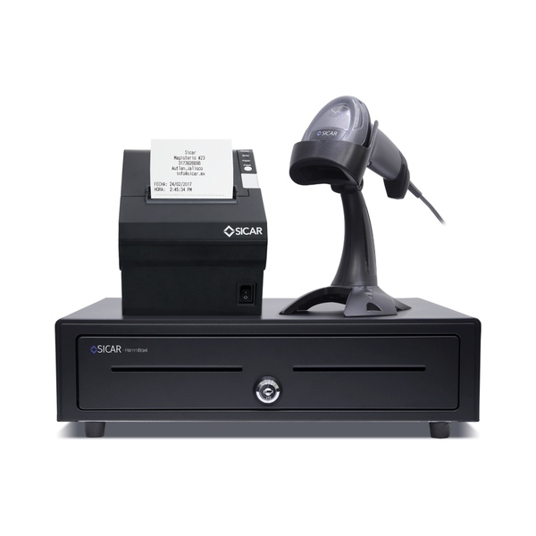 KIT PUNTO DE VENTA | IMPRESORA DE TICKETS | LECTOR DE CÓDIGOS DE BARRA | CAJÓN DE DINERO | SICAR®