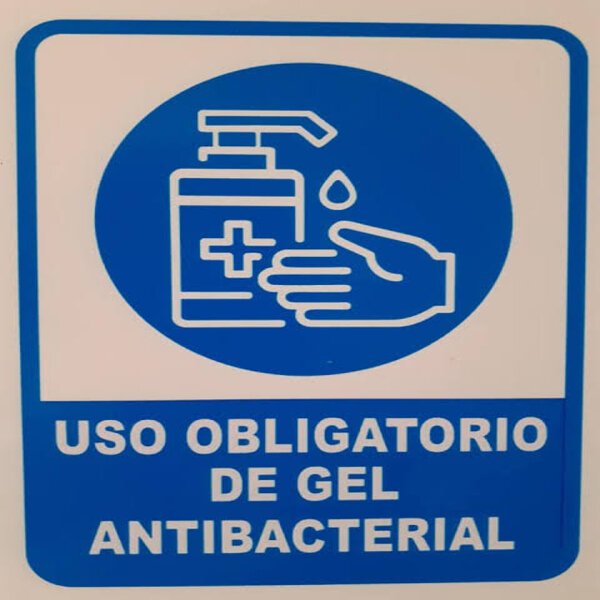 LETRERO DE USO DE GEL ANTIBACTERIAL 