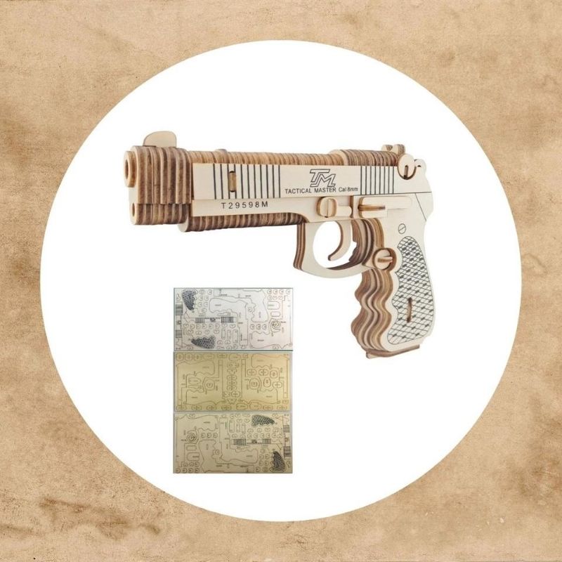 Rompecabezas 3D Pistola XJ, LBP, Kit Construcción Madera Armable, 18.