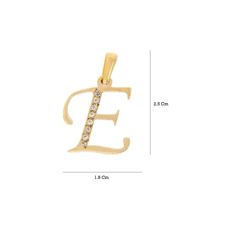 Dije Inicial Letra E Con Circonias Oro 14 K 