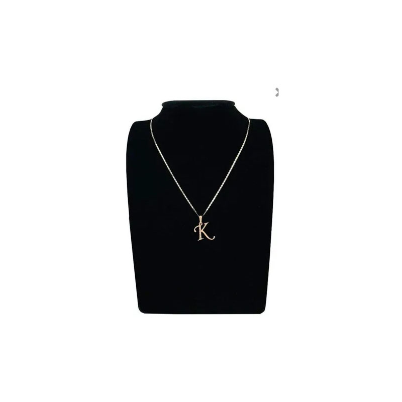 Dije Inicial Letra K Con Circonias Oro 14 K