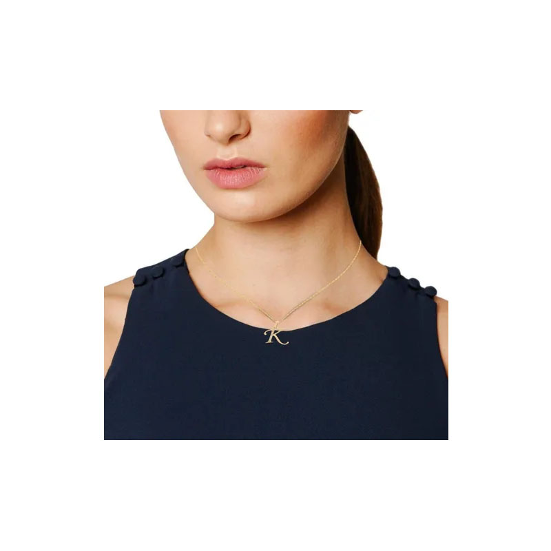 Dije Inicial Letra K Con Circonias Oro 14 K