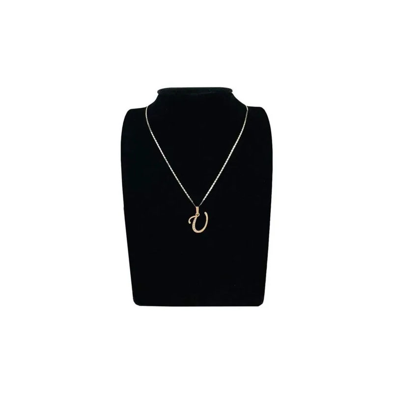 Dije Inicial Letra U Con Circonias Oro 14 K 