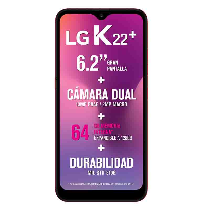 Celular LG LTE LM-K200HA K22+ Color ROJO Telcel