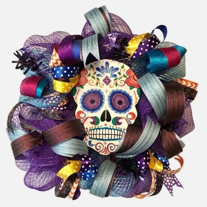 Corona Calavera, Adorno día de Muertos o Halloween.