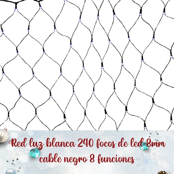 Red De Luces Led Navideñas Luz Blanca 240 Focos 190 X 180 Cm