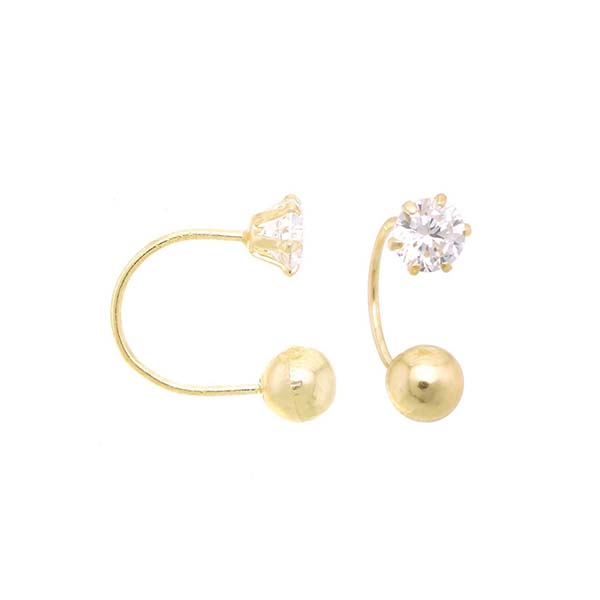 Broqueles Circonia y Bolita Oro 10 K + Obsequio