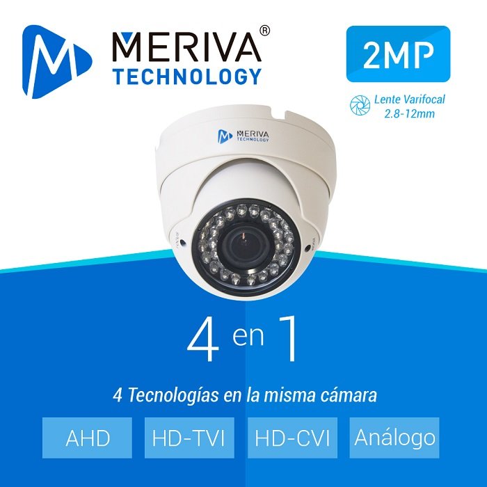 CAMARA AHD/TVI/CVI DOMO MERIVA TECHNOLOGY MSC-2308S 2MP 1080P VARIFOCAL 2.8-12MM OSD (ON SCREEN DISPLAY)