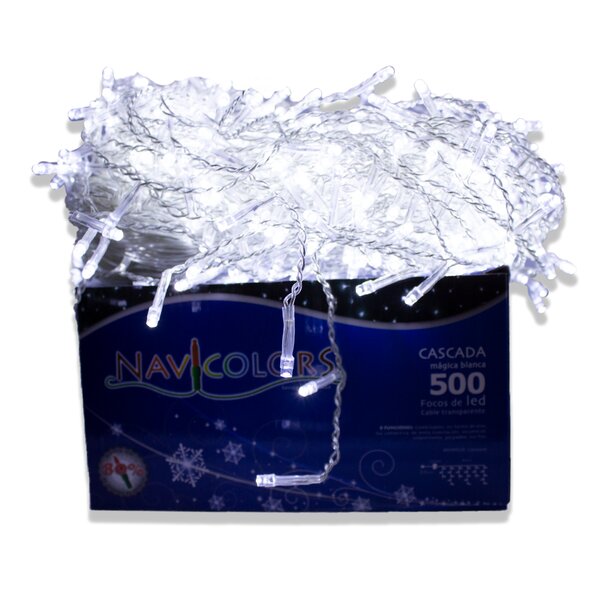 Serie Tipo Cascada Luz Blanca 500 Led 8 Funciones 9 Metros