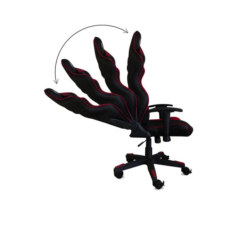 Silla Gamer, Asiento giratorio ajustable, Pistón clase 4, Inclinación ajustable, Brazos con Ajuste 4D, 5 soportes metálicos - Rojo