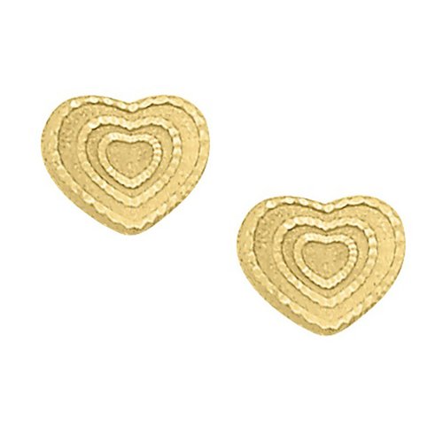 Broqueles Corazón Diamantado 3 Mm Oro De 10 K + Obsequio