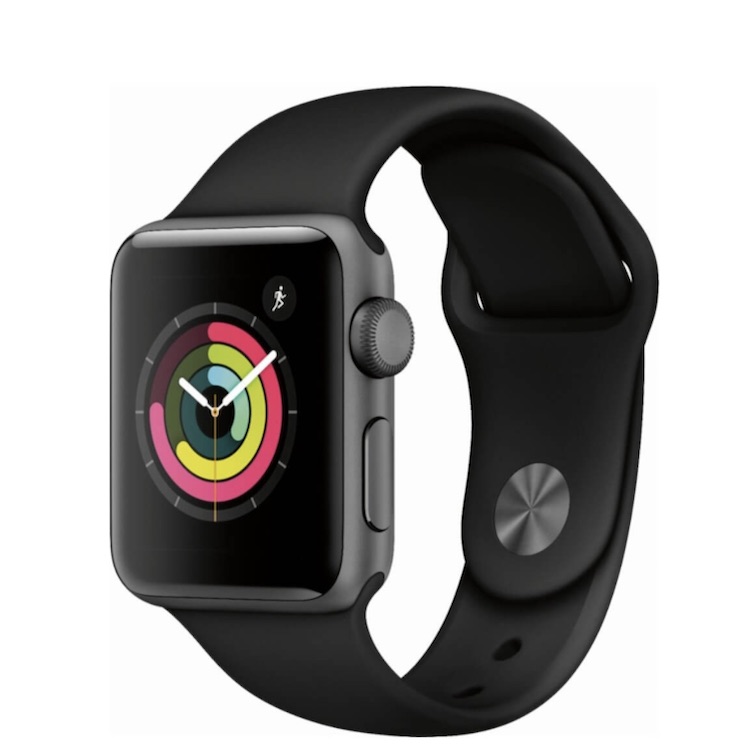 Apple Watch Series 38mm, Gris espacial (Correa deportiva negra)