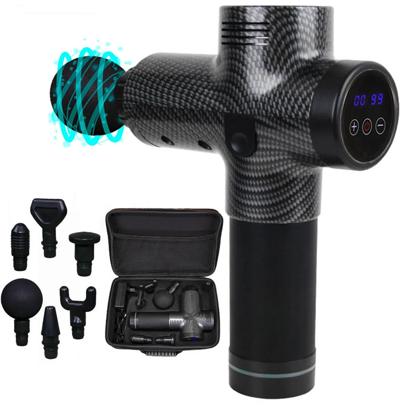 Pistola Masaje Muscular Electrica Recargable 6 Cabezales 20 Velocidades Rehabilitacion