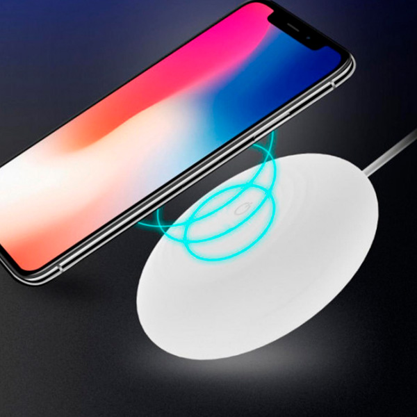 Cargador inalambrico con luz de colores con proteccion para sobrecarga Ch4 - Zeta - Blanco