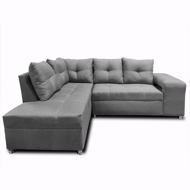 Sala Sidney con Chaise izq. Gris Claro +taburete oculto en brazo MADERIAN // ENTREGA EN CDMX Y AREA METROPOLITANA