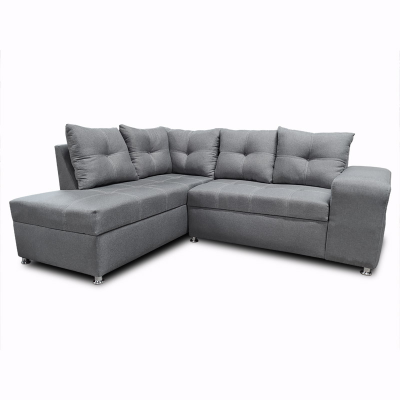 Sala Sidney con Chaise izq. Gris Claro +taburete oculto en brazo MADERIAN // ENTREGA EN CDMX Y AREA METROPOLITANA