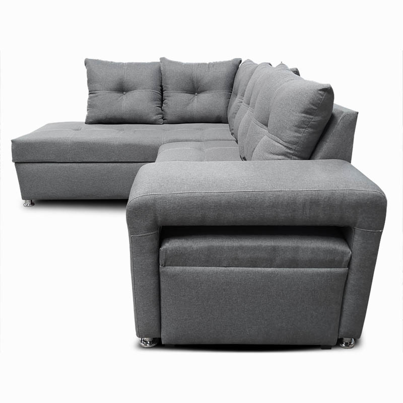 Sala Sidney con Chaise izq. Gris Claro +taburete oculto en brazo MADERIAN // ENTREGA EN CDMX Y AREA METROPOLITANA