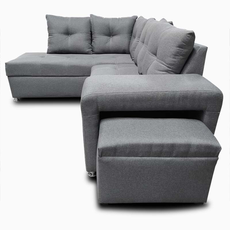 Sala Sidney con Chaise izq. Gris Claro +taburete oculto en brazo MADERIAN // ENTREGA EN CDMX Y AREA METROPOLITANA