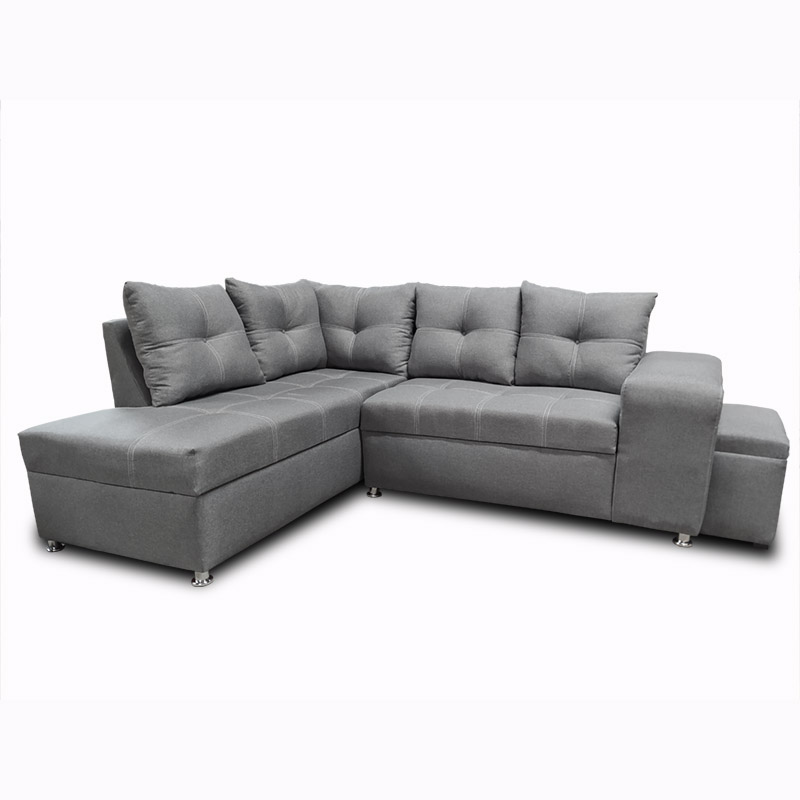 Sala Sidney con Chaise izq. Gris Claro +taburete oculto en brazo MADERIAN // ENTREGA EN CDMX Y AREA METROPOLITANA