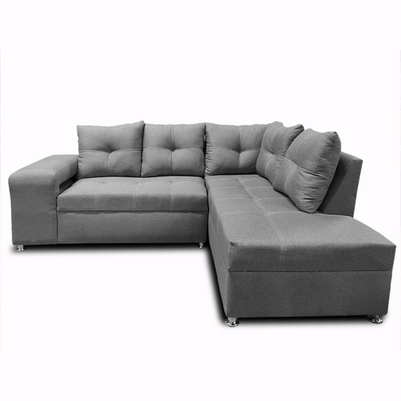 Sala Sidney con Chaise Der. Gris +taburete oculto en brazo MADERIAN // ENTREGA EN CDMX Y AREA METROPOLITANA