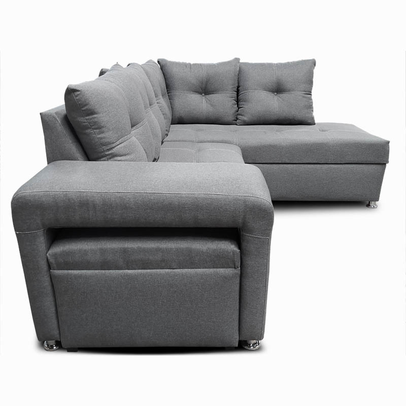 Sala Sidney con Chaise Der. Gris +taburete oculto en brazo MADERIAN // ENTREGA EN CDMX Y AREA METROPOLITANA