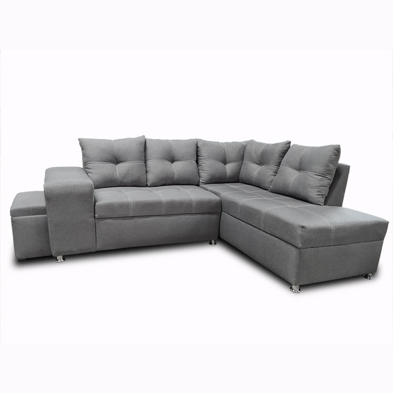 Sala Sidney con Chaise Der. Gris +taburete oculto en brazo MADERIAN // ENTREGA EN CDMX Y AREA METROPOLITANA