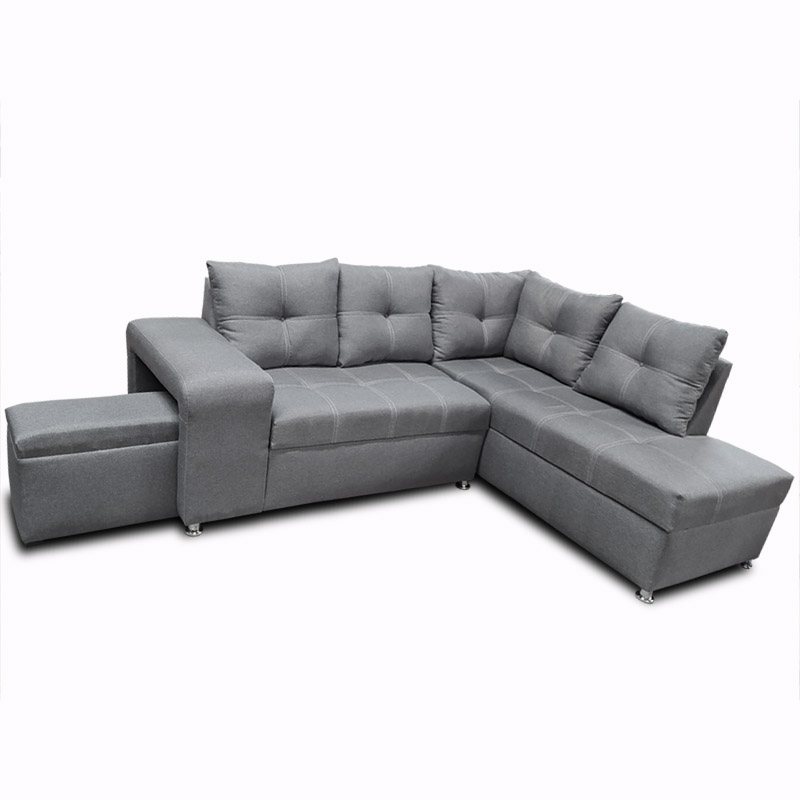 Sala Sidney con Chaise Der. Gris +taburete oculto en brazo MADERIAN // ENTREGA EN CDMX Y AREA METROPOLITANA