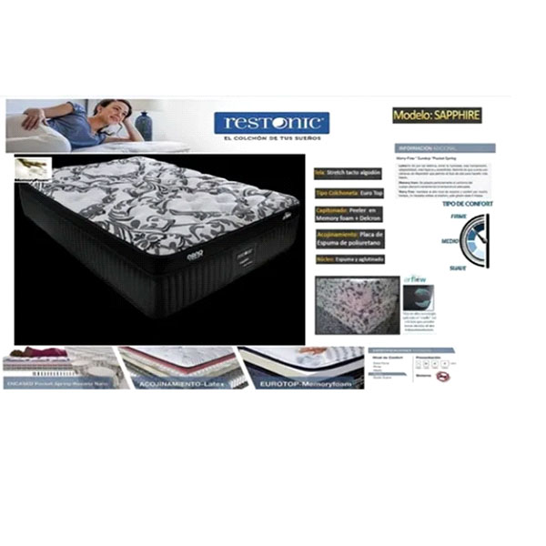Colchon Matrimonial Restonic Sapphire Firme Memoryfoam