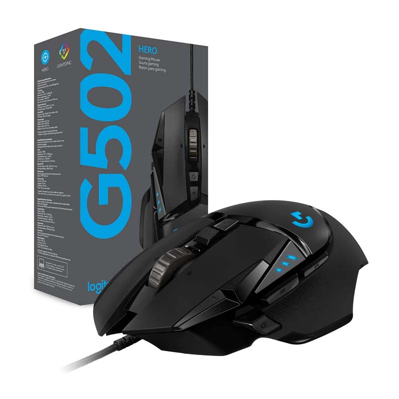 MOUSE LOGITECH G502 HERO GAMING NEGRO USB 16000 DPI 910-005550