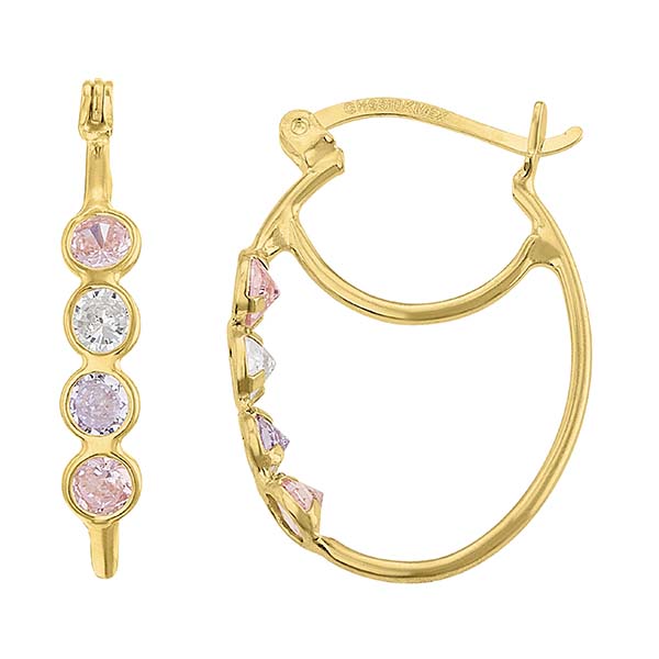 Arracadas Ovaladas 2.5 X 1.8 Cm Circonias Oro 10 K